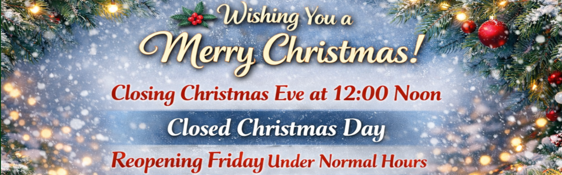 Christmas Holiday Hours